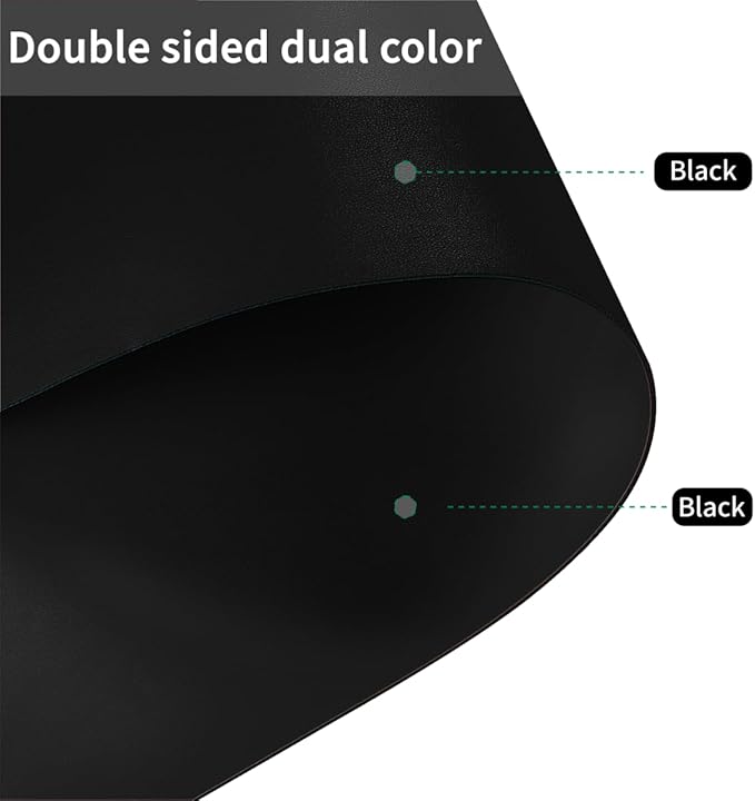 Leather Table Cover,1.8mm Thick,24x36 Inch Table Protector,Coffee Table Protector,Coffee Table Cover,Dining Table Pads.(Black+Black,24x36)