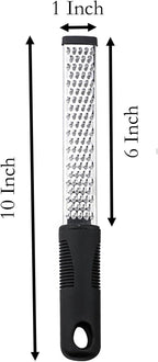 Cheese Grater, 10 Inch x 1 Inch Stainless Steel Vegetables Zester with Rubber Handle for Vegetables, Cheese, Fruits and Lemon (25cm)