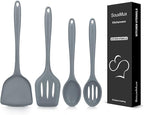 4 Pcs Silicone Kitchen Utensils Set, Wok Spatulas-Slotted Turner-Cooking Spoon-Slotted Spoon, Nonstick BPA Free High Heat Resistant Cooking Utensils for Frying, Mixing, Serving, Draining, Stirring