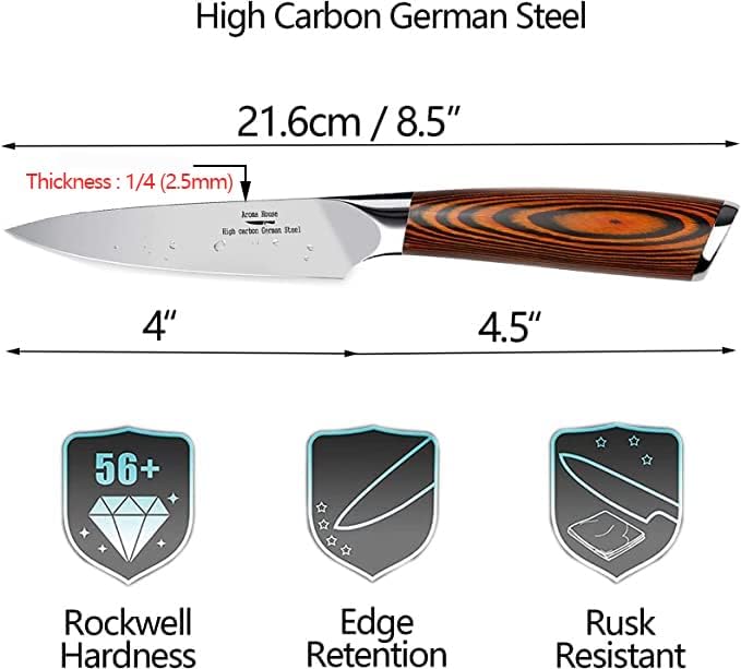 Paring Knife 4 inch - Paring Knives Best Small Kitchen Knife Fruit Knife,German High Carbon Stainless Steel Ultra Sharp Peeling with Ergonomic Handle