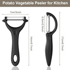 AUAUY 2PCS Potato Peeler, Y and I-Shaped Swivel Vegetable Peeler Set, Fruit Peeler for Kitchen, Non-Slip Grip Peeler, Ergonomic Handle Sharp Blade Stainless Steel Peeler（Black）