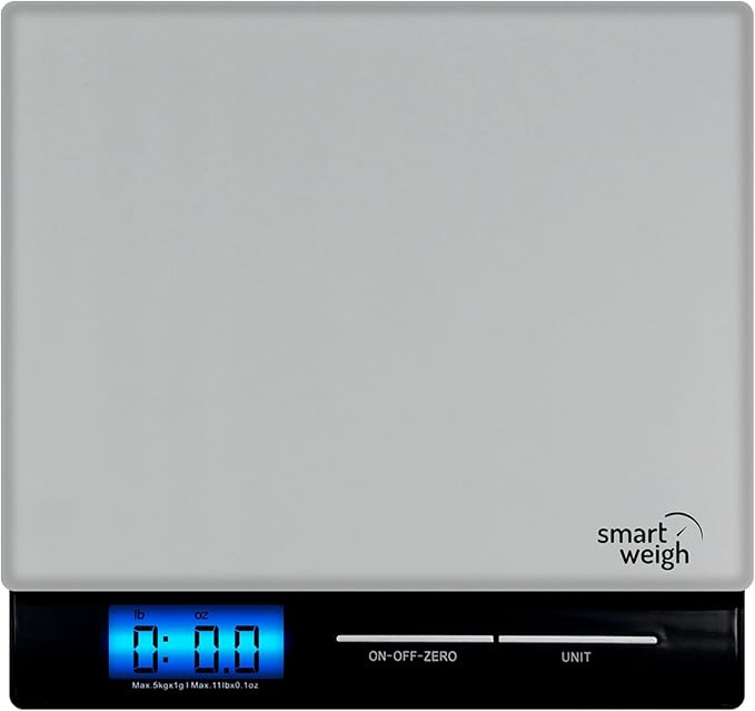 Smart Weigh Professional USPS Postal Scale with Tempered Glass Platform, Multiple Weighing Modes and Tare Function, Silver Shipping Scale, Platform Scale, 11 pounds/ 5 Kilograms