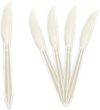 PAMI 1000 Pack Bulk Disposable Plastic Silverware Medium Weight Cutlery for Parties Catering Takeout Orders (Knives Knives White)