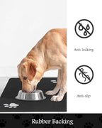 Pet Feeding Mat-Absorbent Dog Mat for Food and Water Bowl-No Stains Quick Dry Water Dispenser Mat-Dog Accessories Pet Supplies-Bowl for Messy Drinkers（Black,12"x19"