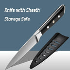 Paring Knife 3.5 inch Small Kitchen Knife Manual Sharpened 5Cr15Mov Stainless Steel Fruit Knife Full Tang with 3 Rivets in Ergonomic Pakkawood Handle
