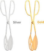 2 Pack Serving Tongs, Buffet Tongs for Kitchen Cooking, 10 Inch Stainless Steel Food Serving Tongs Bread Tongs with Scissor Handles for Salad, Cooking, Catering, Buffet(Silver)
