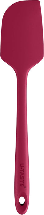 U-Taste 11.38" Silicone Baking Spatula: 480ºF Heat Resistant Food Grade Flexible Rubber Kitchen Bowl Scraper, Seamless Pastry Spreader for Mixing Stirring Scraping in Nonstick Cookware (Red)