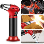Blow Torch, Professional Kitchen Cooking Torch with Lock Adjustable Flame Refillable Mini Blow Torch Lighter for BBQ, Baking, Brulee Creme, Crafts and Soldering(Butane Gas Excluded)