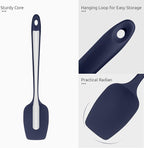 Heat Resistant Silicone Spoon Spatula: U-Taste 600ºF High Heat Flexible 11.38in Silicon Mixing Stirring Cooking Scraping Baking Bowl Scraper Seamless Spreader for Nonstick Cookware (Midnight Blue)