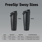 Owala FreeSip Sway Insulated Stainless Steel Water Bottle with Two-Way Spout, Built-In Straw and Bucket Handle, Made for Travel, School, and Sports, 30oz, BPA Free, Leak Proof, Very, Very Dark