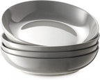 Y YHY 8.6" Vivid Gray Pasta, Salad & Soup Serving Bowls Set of 4, 32oz Large Ceramic, Microwave, Oven & Dishwasher Safe, Sturdy Porcelain Perfect for Daily Dining, Family Gatherings, Parties & Gifts
