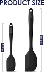 Heat Resistant 600℉ Silicone Spatula, BPA Free Mixing Spatulas set Dishwasher Safe for Nonstick Cookware, Black