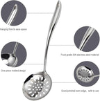 304 Stainless Steel Kitchen Utensils Set, VALESKA 6PCS Metal Cooking Utensils Set, Wok Spatula, Ladle, Skimmer Slotted Spoon, Pasta Spoon, Serving Large Ladle, Slotted Spatula Tunner