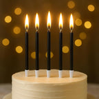 by Tugba Aydan - Black Birthday Candles-24 Count Long Thin Black Birthday Candles for Cake, Metallic Cake Candle for Birthday, Party Candles