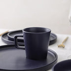 Stone Lain Cleo Modern Stoneware 16-Piece Dinnerware Set, Plates and Bowls Set, Dish Set Service For 4, Dark Blue