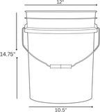 House Naturals 5 Gallon Premium HPDE Plastic Bucket - Made in USA Food Grade Storage Container, BPA Free All Purpose Pail (3, Gray)