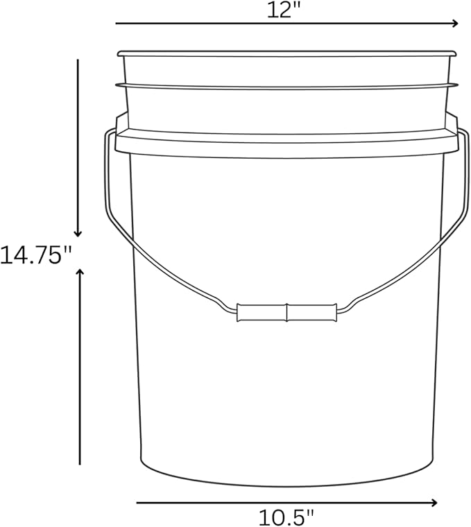 House Naturals 5 Gallon Premium HPDE Plastic Bucket - Made in USA Food Grade Storage Container, BPA Free All Purpose Pail (4, Black)