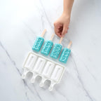 Pastry Tek 4 Cavities Popsicle Molds, 10 Cylinder Cakesicle Molds - Flexible, Freezable, White Silicone Cake Popsicle Molds, Easy Release, For Baking - Restaurantware