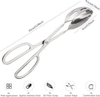 2 Pieces Buffet Salad Tongs for Kitchen Serving and Cooking, Stainless Steel Food Scissor Tongs, Catering Utensil for Bread Cake Bake Steak Barbecue (Silver)