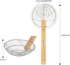 Helen’s Asian Kitchen Spider Strainer | 7-Inch Stainless Steel Wire Mesh Ladle with Sustainable Wood Handle for Large Batch Cooking and Frying, Set of 2