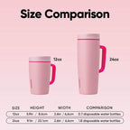 Owala SmoothSip Slider Stainless Steel Insulated Travel Mug with handle, 100% Leak Proof, For Hot and Cold Drinks, Travel Friendly with Sliding Lock Lid, 24 oz, BPA Free, Leak Proof, Pucker Up