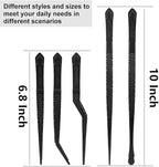 CREATIVECHEF Chef Tweezer Tongs, Professional Kitchen Tweezers, Precision Tweezer Tongs for Cooking, BBQ, Plating, Stainless Steel, Black (5)