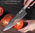 Chef Knife, 8 Inch Professional Kitchen Chef Knife with Sheath, German High Carbon Stainless Steel Ultra Sharp Knife, Chef Knives with Ergonomic Handle and Gift Box