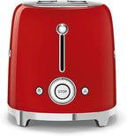 SMEG 2 Slice Toaster with 6 Presets and Defrost Function and Removable Crumb Tray TSF01RDUS, RED