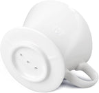 Handmade Pour Over Ceramic Coffee Dripper - Authentic Brewing Experience for Camping, Office, and Home (White)