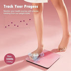 NUTRI FIT Digital Scale for Body Weight, Precision Bathroom Weighing Scale Step-On Technology High Capacity - 330 lb, LED Display with High Precision Measurements, Pink