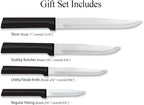 Rada Cutlery 3-Piece Cooking Essentials Knife Gift Set (G249), Stainless Steel Hollow Ground Blades, Made in USA, Black Handles
