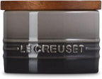 Le Creuset Signature Salt Cellar and Storage Canister with Wood Lid, 7 oz., Oyster