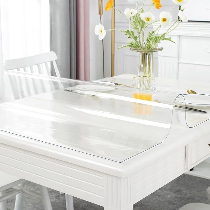 Warmstar Clear Table Cover Protector 30 x 30 Inch,1.5mm Thick Plastic Table Cover Rectangle,PVC Clear Table Protector,Desk Protector Mat for Kitchen, Dresser, Writing Desk，Dining Room Table