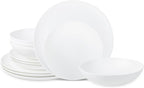 Stone Lain Taglio 12-Piece Dinnerware Set Bone China, Matte White