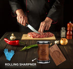 Rolling Knife Sharpener- Diamond Knife Sharpening Kit- Professional Magnetic Sharpening System- Circular Knife Sharpener Roller with Fixed Angle Support 12° 15° 2° 25°