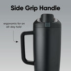 Owala FreeSip Tumbler Insulated Stainless Steel Water Bottle with Built-in Straw and Side Handle, For Travel, Work, School, and Sports, 40oz, BPA Free, Leak Proof, Very, Very Dark (Pack of 6)
