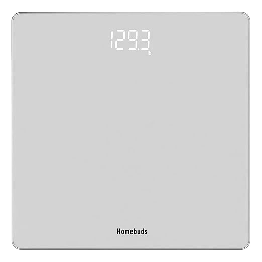 Homebuds Digital Bathroom Scale for Body Weight, Weighing Professional Since 2001, Crystal Clear LED and Step-on, Batteries Included, 400lb/182kg, Silver