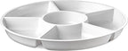 Plasticpro 6 Sectional Round Plastic Serving Tray/Platter (4, White)