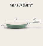 KOCH SYSTEME CS 8 Inch Nonstick Frying Pan Skillet, Non Stick Ceramic Frying Pan with Stay-Cool Stainless Steel Handle, Induction Compatible Egg Pan, PFOA Free, Dishwasher Safe & Oven Safe, Green