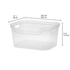 Sterilite 7 x 11 x 14.25 Inch Polished Open Scoop Front Storage Bin with Comfortable Carry Through Handles for Household Organization, Clear (12 Pack)