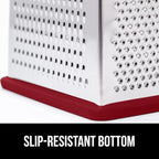 GORILLA GRIP 4-Sided 100% BPA-Free Cheese Grater With Container, Stainless Steel XL Box Graters, Parmesan Shredder, Grate Cheeses, Shred Veggies, Slip Resistant Handle, Dishwasher Safe Zester, Red