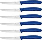 Victorinox 6.7232.6 Swiss Classic Steak Knife Set Ideal for Slicing a Wide Variety of Steak Cuts Wavy Edge Blade in Blue, Set of 6