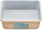 BAKKENMASTER Square Cake Pan - Aluminized Steel, Ceramic Non-Stick Coating, Non-Toxic, Ideal Size, Heavy-Duty, Elevate Your Baking with Durability and Style!