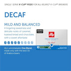Illy Coffee K Cups - Pods For Keurig Machines – Classico Decaf Roast – Notes of Caramel - Mild, Flavorful & Balanced Flavor - No Preservatives – 10 Count, 6 Pack