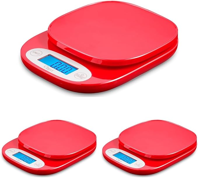 Ozeri ZK24 Garden and Kitchen Scale, with 0.5 g (0.01 oz) Precision Weighing Technology, Red (Pack of 3)