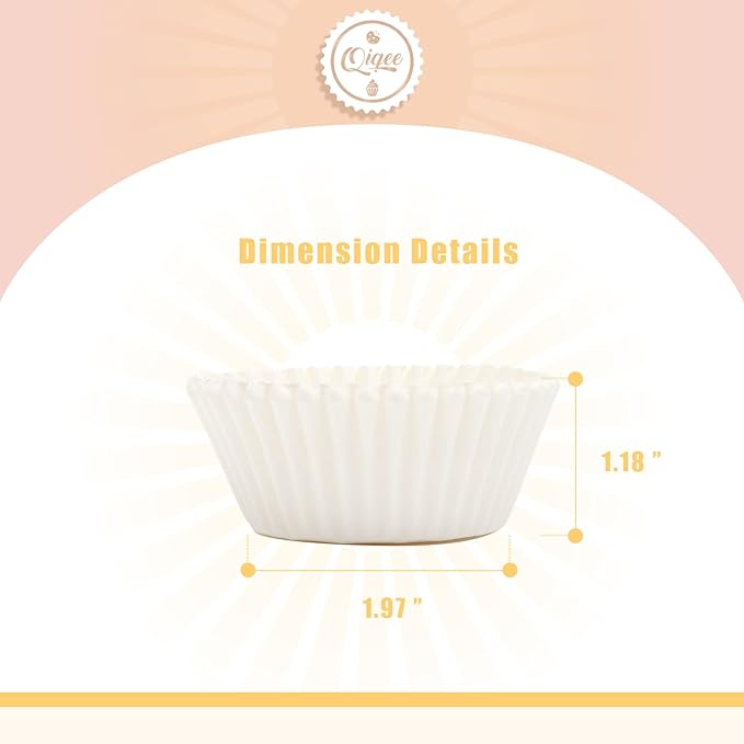 qiqee 600pcs White Cupcake Liners Muffin Linner No Smell, Food Grade Baking Cups（Standard Size）