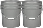 House Naturals 5 Gallon Premium HPDE Plastic Bucket - Made in USA Food Grade Storage Container, BPA Free All Purpose Pail (2, Gray)