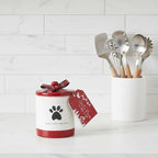 Young's Inc Ceramic Christmas Pet Treat Jar with Lid, Dog Treat Container for Countertop, 4.53" L x 6.1" W Small Animals, Cat, Dog Cookie Jar, Decorative Gifts for Pet Owners