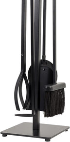 Modern Ember Harriet 5 Piece Fireplace Tool Set in Black | Includes Brush, Shovel, Fire Poker, Tongs, and Stand | Heavy-Duty Steel | Heat-Resistant Powder Coating Finish