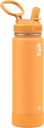 Takeya Actives 24 oz Water Bottle with Straw Lid - Double Wall Stainless Steel Insulation - Dishwasher Safe & BPA-Free - Removable Bumper - Honeycomb